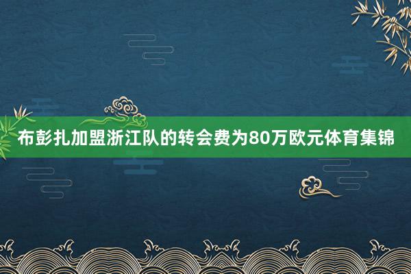 布彭扎加盟浙江队的转会费为80万欧元体育集锦