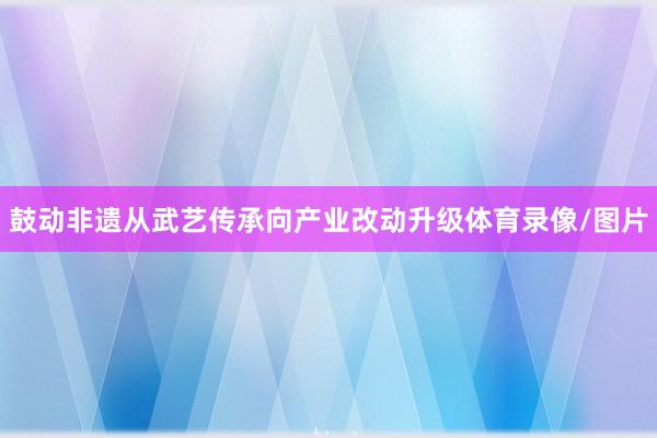 鼓动非遗从武艺传承向产业改动升级体育录像/图片