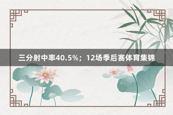 三分射中率40.5%；12场季后赛体育集锦