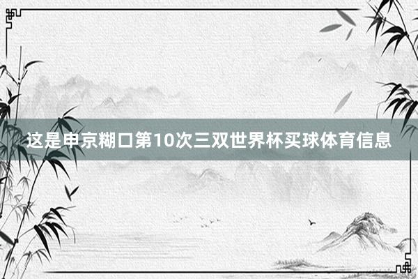 这是申京糊口第10次三双世界杯买球体育信息