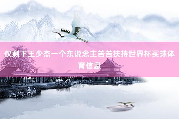 仅剩下王少杰一个东说念主苦苦扶持世界杯买球体育信息